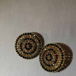 Fashion Jewelry Gold and Green Statement Earrings